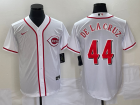 Wholesale Cheap Men\'s Cincinnati Reds #44 Elly De La Cruz White Cool Base Stitched Baseball Jersey