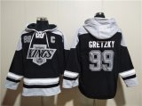 Cheap Men's Los Angeles Kings #99 Wayne Gretzky Black Ageless Must-Have Lace-Up Pullover Hoodie