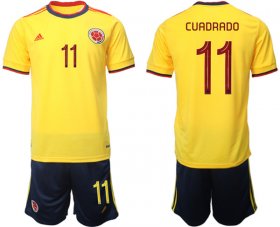 Cheap Men\'s Colombia #11 Cuadrado Yellow Home Soccer Jersey Suit