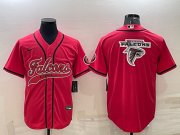 Wholesale Cheap Men's Atlanta Falcons Red Team Big Logo With Patch Cool Base Stitched Baseball Jersey