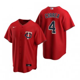 Wholesale Cheap Men\'s Minnesota Twins #4 Carlos Correa Red Cool Base Stitched Jersey