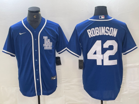 Cheap Men\'s Los Angeles Dodgers #42 Jackie Robinson Blue Cool Base Stitched Baseball Jersey