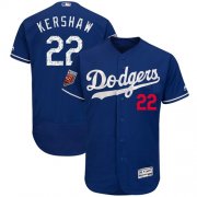Wholesale Cheap Dodgers #22 Clayton Kershaw Blue 2018 Spring Training Authentic Flex Base Stitched MLB Jersey