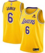 Wholesale Cheap Men's Yellow Los Angeles Lakers #6 LeBron James bibigo Stitched Basketball Jersey