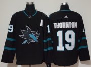 Wholesale Cheap Adidas Sharks #19 Joe Thornton Black Alternate Authentic Stitched NHL Jersey