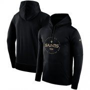 Wholesale Cheap Men's New Orleans Saints Nike Black Sideline Property Of Wordmark Logo Performance Pullover Hoodie