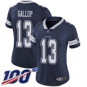 Wholesale Cheap Nike Cowboys #13 Michael Gallup Navy Blue Team Color Women's Stitched NFL 100th Season Vapor Limited Jersey