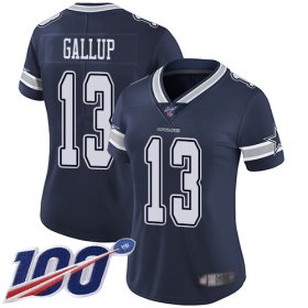 Wholesale Cheap Nike Cowboys #13 Michael Gallup Navy Blue Team Color Women\'s Stitched NFL 100th Season Vapor Limited Jersey
