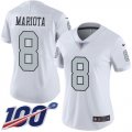 Wholesale Cheap Nike Raiders #8 Marcus Mariota White Women's Stitched NFL Limited Rush 100th Season Jersey
