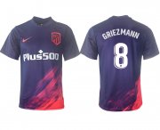 Wholesale Cheap Men 2021-2022 Club Atletico Madrid away aaa version purple 8 Soccer Jersey