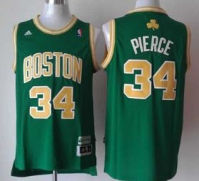 Wholesale Cheap Boston Celtics #34 Paul Pierce Revolution 30 Swingman Green With Gold Jersey