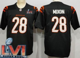 Wholesale Cheap Men\'s Cincinnati Bengals #28 Joe Mixon Limited Black 2022 Super Bowl LVI Bound Vapor Jersey