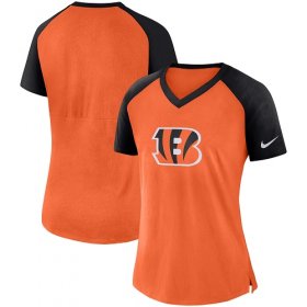 Wholesale Cheap Women\'s Cincinnati Bengals Nike Orange-Black Top V-Neck T-Shirt