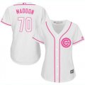 Wholesale Cheap Cubs #70 Joe Maddon White/Pink Fashion Women's Stitched MLB Jersey