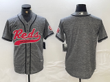 Cheap Men's Cincinnati Reds Blank Grey Gridiron Cool Base Stitched Baseball Jersey