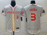Cheap Men's Houston Astros #3 Jeremy Pena Number White 2023 City Connect Flex Base Stitched Jersey