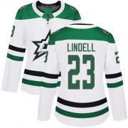Cheap Adidas Stars #23 Esa Lindell White Road Authentic Women's Stitched NHL Jersey