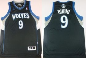 Wholesale Cheap Minnesota Timberwolves #9 Ricky Rubio Revolution 30 Swingman Black Jersey