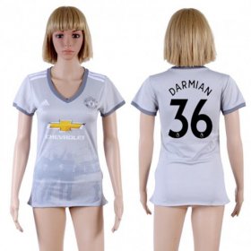Wholesale Cheap Women\'s Manchester United #36 Darmian Sec Away Soccer Club Jersey