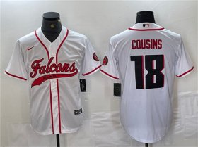 Cheap Men\'s Atlanta Falcons #18 Kirk Cousins White With Patch Cool Base Baseball Stitched Jersey