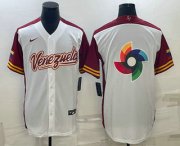 Cheap Men's Venezuela Baseball 2023 White World Big Logo With Patch Classic Stitched Jerseys