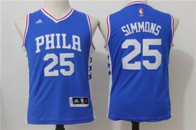 Cheap Youth Philadelphia 76ers #25 Ben Simmons NEW Blue Stitched NBA Adidas Swingman Jersey