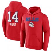 Cheap Men's Buffalo Bills #14 Stefon Diggs Red Team Wordmark Player Name & Number Pullover Hoodie