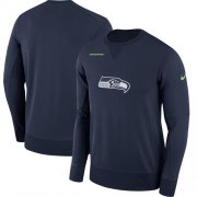 Wholesale Cheap Men's Seattle Seahawks Nike Navy Sideline Team Logo Performance Sweatshirt