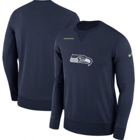 Wholesale Cheap Men\'s Seattle Seahawks Nike Navy Sideline Team Logo Performance Sweatshirt