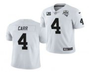 Wholesale Cheap Men's Las Vegas Raiders #4 Derek Carr White 2020 Inaugural Season With C Patch Vapor Limited Stitched NFL Jersey