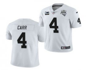 Wholesale Cheap Men\'s Las Vegas Raiders #4 Derek Carr White 2020 Inaugural Season With C Patch Vapor Limited Stitched NFL Jersey
