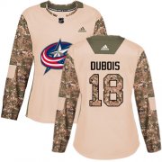 Wholesale Cheap Adidas Blue Jackets #18 Pierre-Luc Dubois Camo Authentic 2017 Veterans Day Women's Stitched NHL Jersey