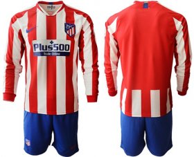 Wholesale Cheap Atletico Madrid Blank Home Long Sleeves Soccer Club Jersey