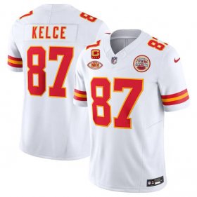 Cheap Men\'s Kansas City Chiefs #87 Travis Kelce White 2024 F.U.S.E. With NKH Patch And 4-star C Patch Vapor Untouchable Limited Football Stitched Jersey