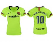 Wholesale Cheap Women's Barcelona #10 Ronaldinho Away Soccer Club Jersey