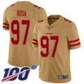 Wholesale Cheap Nike 49ers #97 Nick Bosa Gold Men's Stitched NFL Limited Inverted Legend 100th Season Jersey