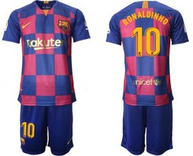 Wholesale Cheap Barcelona #10 Ronaldinho 20th Anniversary Edition Home Soccer Club Jersey