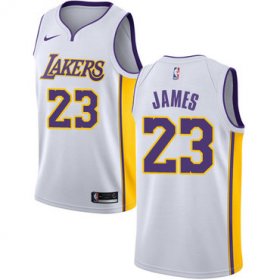 Wholesale Cheap Women\'s Nike Los Angeles Lakers #23 LeBron James White NBA Swingman Association Edition Jersey