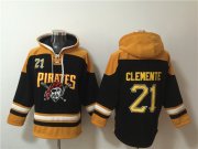 Cheap Men's Pittsburgh Pirates #21 Roberto Clemente Ageless Must-Have Lace-Up Pullover Hoodie