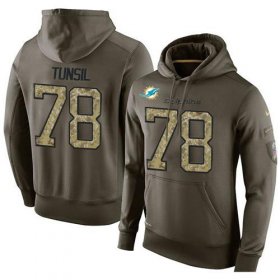 Wholesale Cheap NFL Men\'s Nike Miami Dolphins #78 Laremy Tunsil Stitched Green Olive Salute To Service KO Performance Hoodie