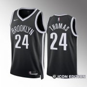 Cheap Men's Brooklyn Nets #24 Cam Thomas Black Icon Edition Stitched Basketball Jersey