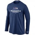 Wholesale Cheap Nike Seattle Seahawks Critical Victory Long Sleeve T-Shirt Dark Blue