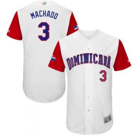 Wholesale Cheap Team Dominican Republic #3 Manny Machado White 2017 World MLB Classic Authentic Stitched MLB Jersey