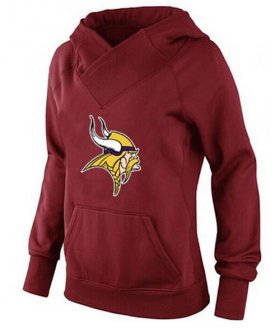 Wholesale Cheap Women\'s Minnesota Vikings Logo Pullover Hoodie Red-1