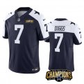 Cheap Men's Dallas Cowboys #7 Trevon Diggs Navy White 2023 F.U.S.E. NFC East Champions Patch Football Stitched Jersey