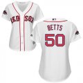 Wholesale Cheap Red Sox #50 Mookie Betts White Home 2018 World Series Champions Women's Stitched MLB Jersey