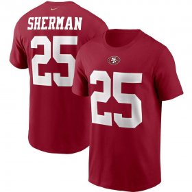 Wholesale Cheap San Francisco 49ers #25 Richard Sherman Nike Team Player Name & Number T-Shirt Scarlet