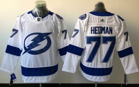 Wholesale Cheap Adidas Lightning #77 Victor Hedman White Road Authentic Stitched NHL Jersey