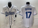 Cheap Men's Los Angeles Dodgers #17 Shohei Ohtani White Cool Base With Patch Stitched Baseball Jersey