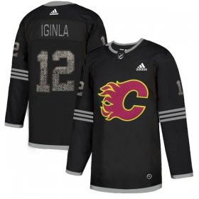 Wholesale Cheap Adidas Flames #12 Jarome Iginla Black Authentic Classic Stitched NHL Jersey